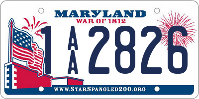 MD license plate 1AA2826