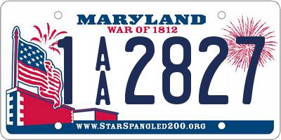 MD license plate 1AA2827