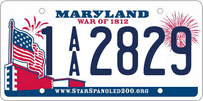 MD license plate 1AA2829