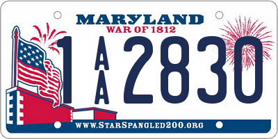 MD license plate 1AA2830