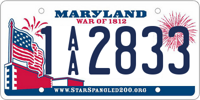 MD license plate 1AA2833