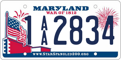 MD license plate 1AA2834