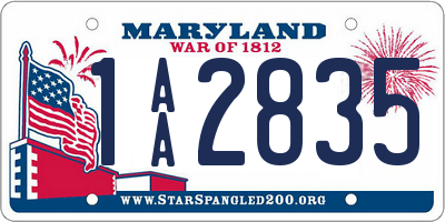 MD license plate 1AA2835