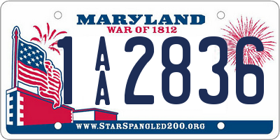 MD license plate 1AA2836