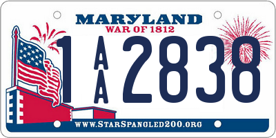 MD license plate 1AA2838
