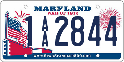 MD license plate 1AA2844