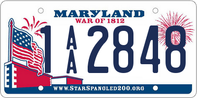 MD license plate 1AA2848