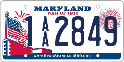 MD license plate 1AA2849