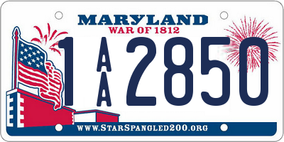 MD license plate 1AA2850