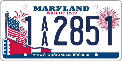 MD license plate 1AA2851