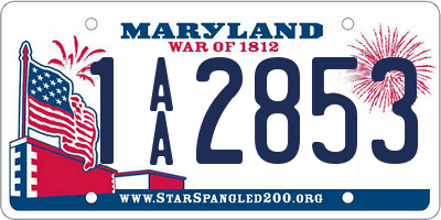 MD license plate 1AA2853