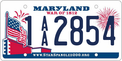 MD license plate 1AA2854