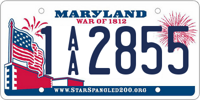 MD license plate 1AA2855