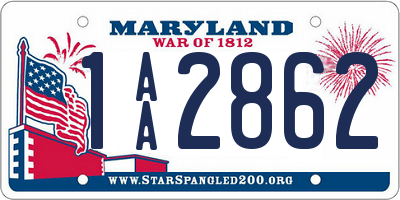 MD license plate 1AA2862