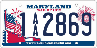 MD license plate 1AA2869