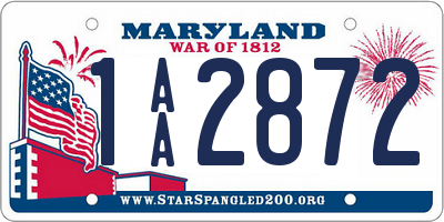 MD license plate 1AA2872