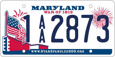 MD license plate 1AA2873