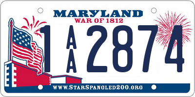 MD license plate 1AA2874