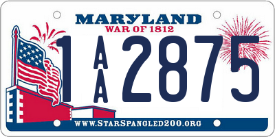 MD license plate 1AA2875