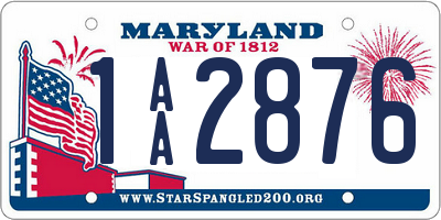 MD license plate 1AA2876