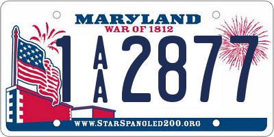 MD license plate 1AA2877