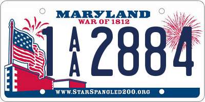 MD license plate 1AA2884