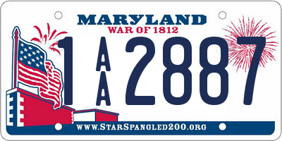 MD license plate 1AA2887