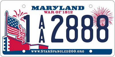 MD license plate 1AA2888