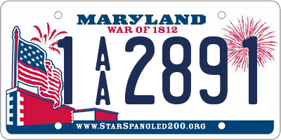 MD license plate 1AA2891