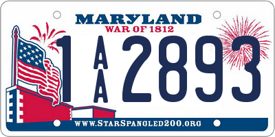 MD license plate 1AA2893
