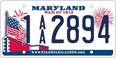 MD license plate 1AA2894