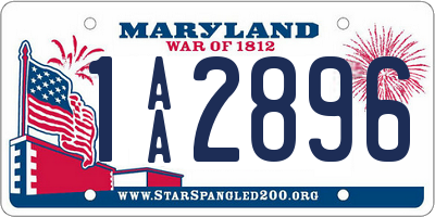 MD license plate 1AA2896