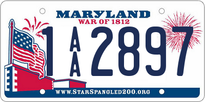 MD license plate 1AA2897