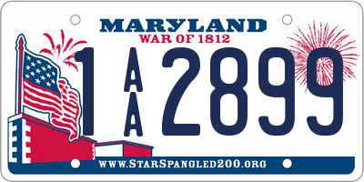 MD license plate 1AA2899
