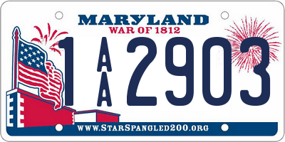 MD license plate 1AA2903