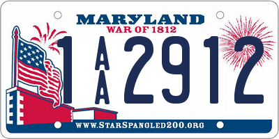 MD license plate 1AA2912