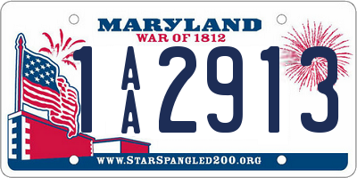 MD license plate 1AA2913