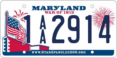 MD license plate 1AA2914