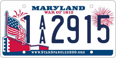 MD license plate 1AA2915