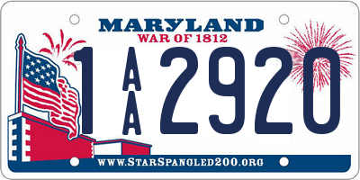 MD license plate 1AA2920