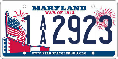 MD license plate 1AA2923
