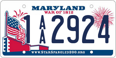 MD license plate 1AA2924