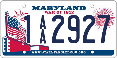 MD license plate 1AA2927