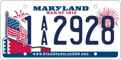 MD license plate 1AA2928