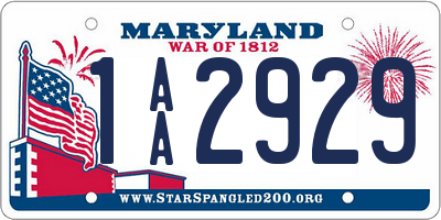 MD license plate 1AA2929