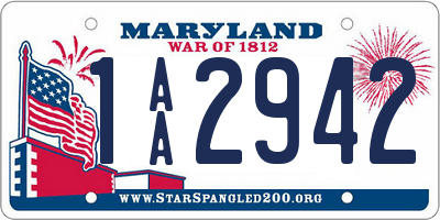 MD license plate 1AA2942