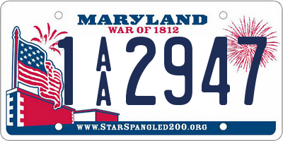 MD license plate 1AA2947