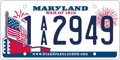 MD license plate 1AA2949