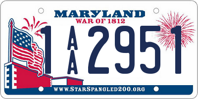 MD license plate 1AA2951