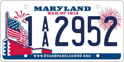 MD license plate 1AA2952